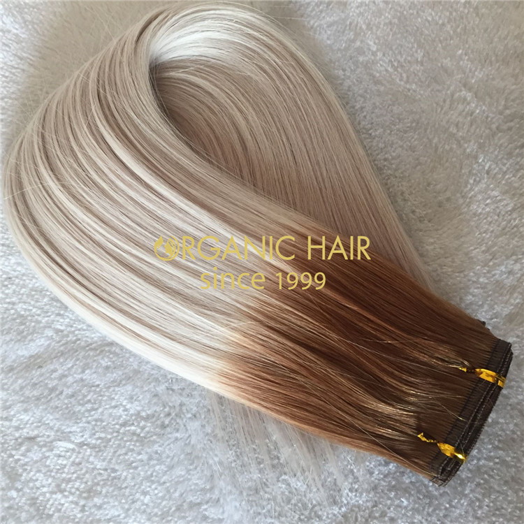 Human full cuticle hair flat weft extensions on sale X155